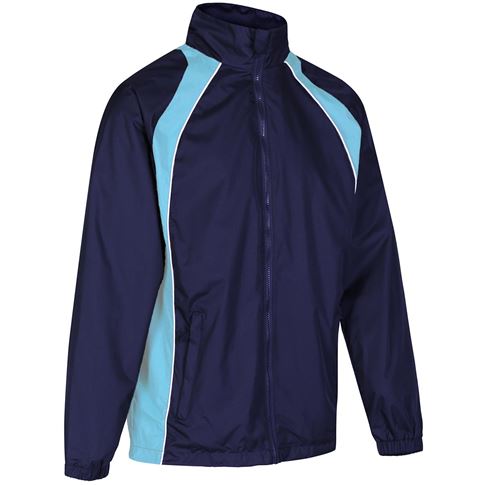 Unbranded Teamwear Elite Showerproof Jacket Navy/Sky - Front Unbranded Teamwear Elite Showerproof Jacket Navy/Sky - Front