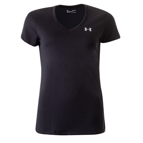 Under Armour Womens Tech V-Neck Tee - Black - Front