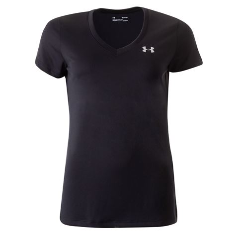 Under Armour Womens Tech V-Neck Tee - Black - Front Under Armour Womens Tech V-Neck Tee - Black - Front