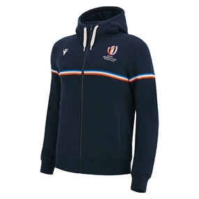 Rugby World Cup 2023 Macron Mens Full Zip Hoodie - Navy - Front