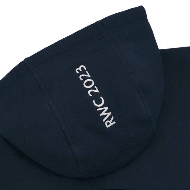 Rugby World Cup 2023 Macron Kids Full Zip Hoodie - Navy - Hood