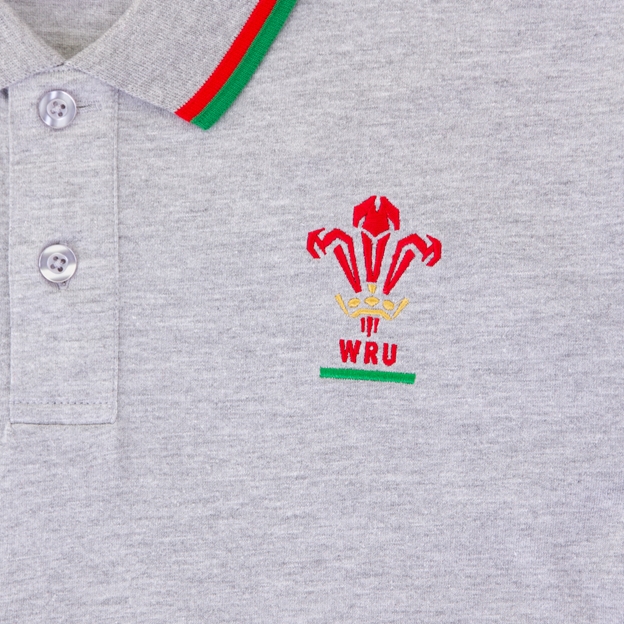 Macron Wales Mens Polycotton Polo - Grey - Badge
