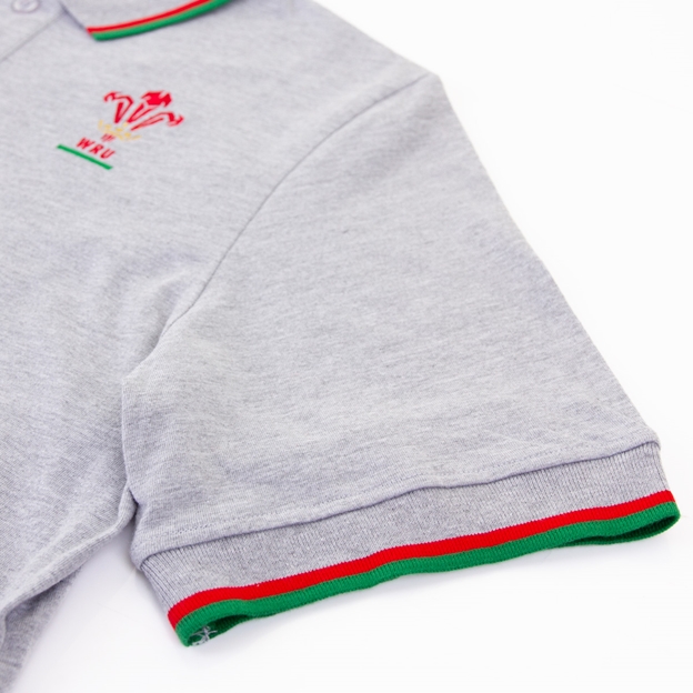 Macron Wales Mens Polycotton Polo - Grey - Sleeve