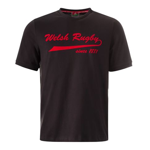 Macron Wales Mens 1881 Tee - Black - Front Macron Wales Mens 1881 Tee - Black - Front