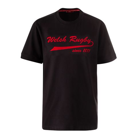 Macron Wales Kids 1881 Tee - Black - Front Macron Wales Kids 1881 Tee - Black - Front