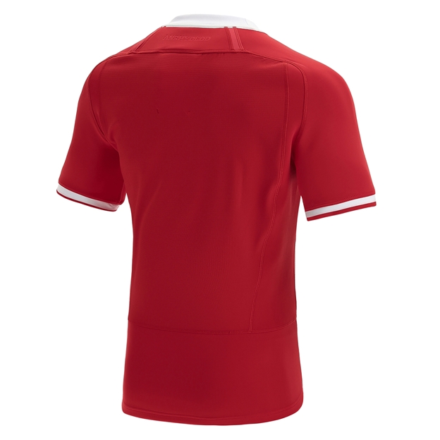 Macron Wales Mens Bodyfit Home Rugby Shirt - Short Sleeve - Back