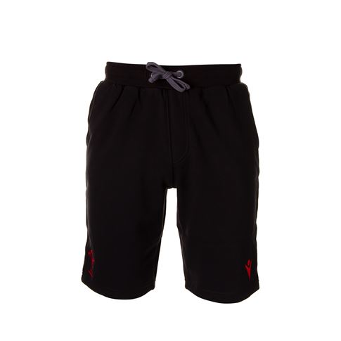 Macron Wales Mens Sweat Shorts - Black - Front Macron Wales Mens Sweat Shorts - Black - Front