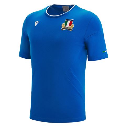 Italy Mens Travel Polycotton Tee - Azzurri 2023 - Front Italy Mens Travel Polycotton Tee - Azzurri 2023 - Front