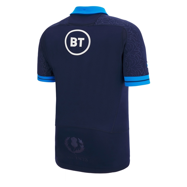 Scotland Mens Bodyfit Home Rugby Shirt - Short Sleeve Navy 2023 