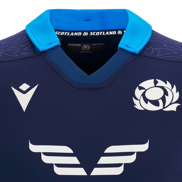 Scotland Mens Bodyfit Home Rugby Shirt - Short Sleeve Navy 2023 