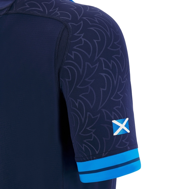 Scotland Mens Bodyfit Home Rugby Shirt - Short Sleeve Navy 2023 