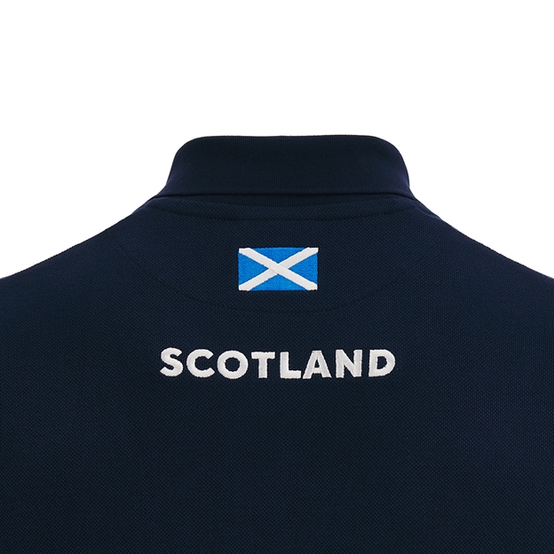 Scotland Mens Travel Polycotton Polo - Navy 2023 - Top of Back