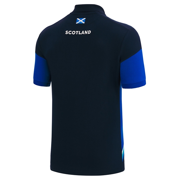 Scotland Mens Travel Polycotton Polo - Navy 2023 - Back