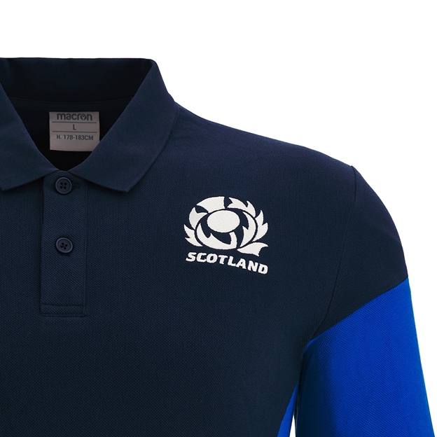 Scotland Mens Travel Polycotton Polo - Navy 2023 - Scotland Logo