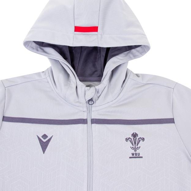 Wales Kids Travel Full Zip Hoodie - Grey 2023 - Wales and Macron