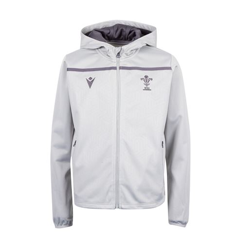 Wales Kids Travel Full Zip Hoodie - Grey 2023 - Front Wales Kids Travel Full Zip Hoodie - Grey 2023 - Front