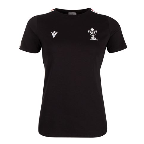 Wales Womens Leisure Cotton Tee - Black 2023 - Front Wales Womens Leisure Cotton Tee - Black 2023 - Front