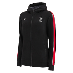 Wales Womens Leisure Full Zip Hoodie - Black 2023 - Front