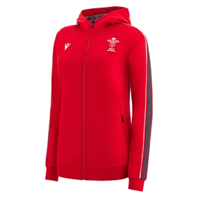 Wales Womens Leisure Full Zip Hoodie - Red 2023 - Front