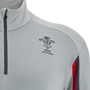 Wales Mens Travel 1/4 Zip Fleece - Grey 2023 - Wales Logo 