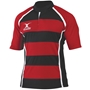 Gilbert Teamwear Xact Hooped Match Shirt Red/Black - Front 