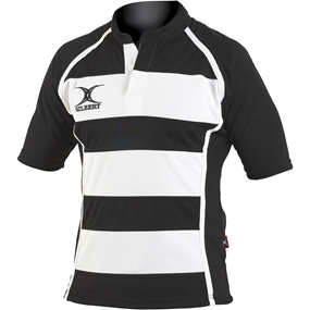 Gilbert Teamwear Xact Hooped Match Shirt Black/White Kids - Fron