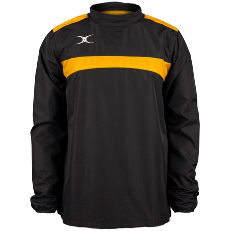 Gilbert Teamwear Photon Warm Up Top Black/Gold Kids - Front