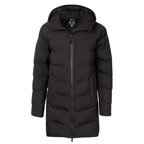 Musto Womens Marina Long Quilted Parka Jacket - Black - Front Musto Womens Marina Long Quilted Parka Jacket - Black - Front