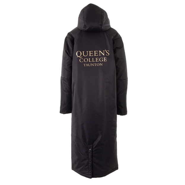 Queens College Contoured Bench Coat Black Kids - Back Queens College Contoured Bench Coat Black Kids - Back