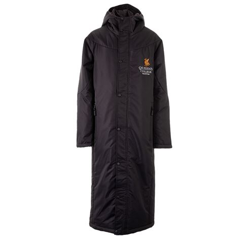 Queens College Contoured Bench Coat Black - Front