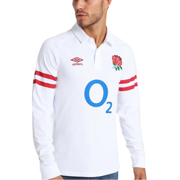 England Mens Classic Home Rugby Shirt - Long Sleeve White 2023 -