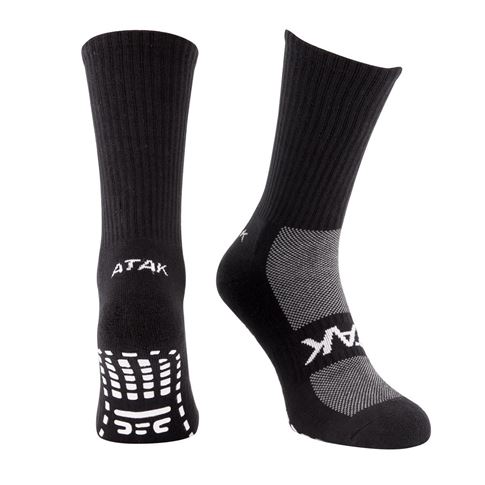Atak Shox Non Slip Mid Leg Socks Black - Front Atak Shox Non Slip Mid Leg Socks Black - Front