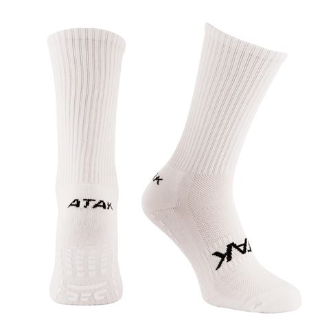 Atak Shox Non Slip Mid Leg Socks White - Front Atak Shox Non Slip Mid Leg Socks White - Front