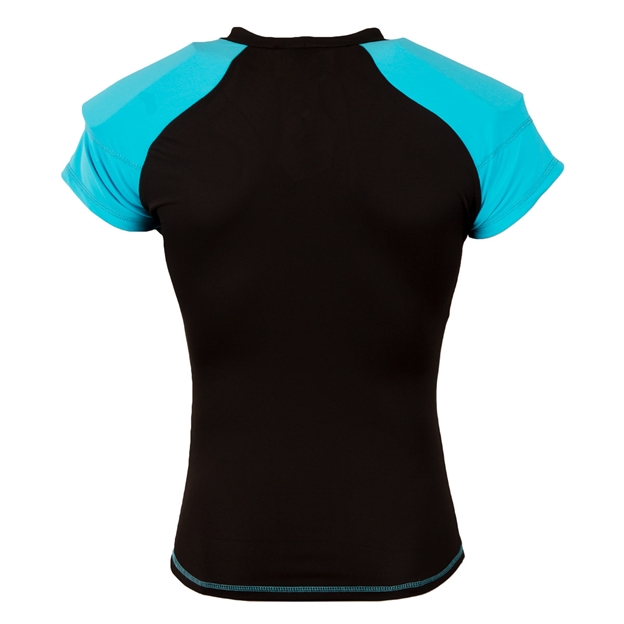 Body Armour Tech Rugby Shoulder Pads Black/Cyan - Back