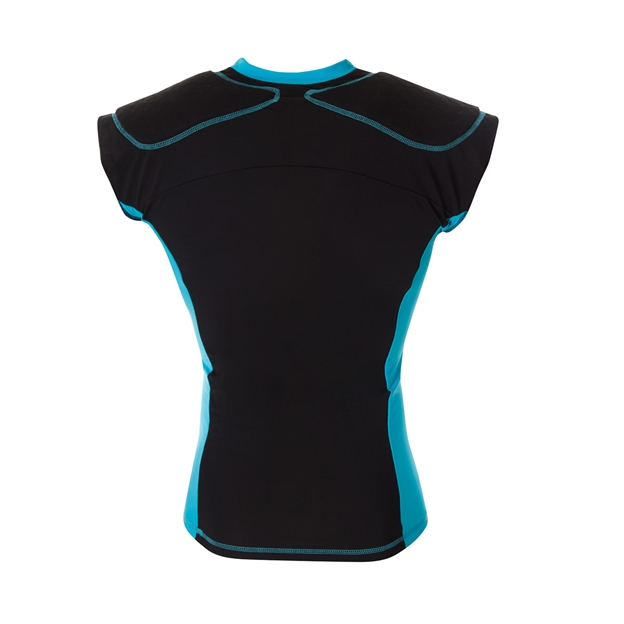 Body Armour Flexicup Rugby Shoulder Pads Black/Cyan - Back