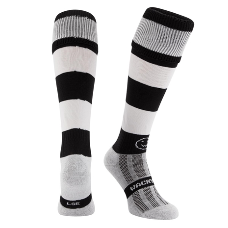 Black/White Hooped WackySox Kids - Front