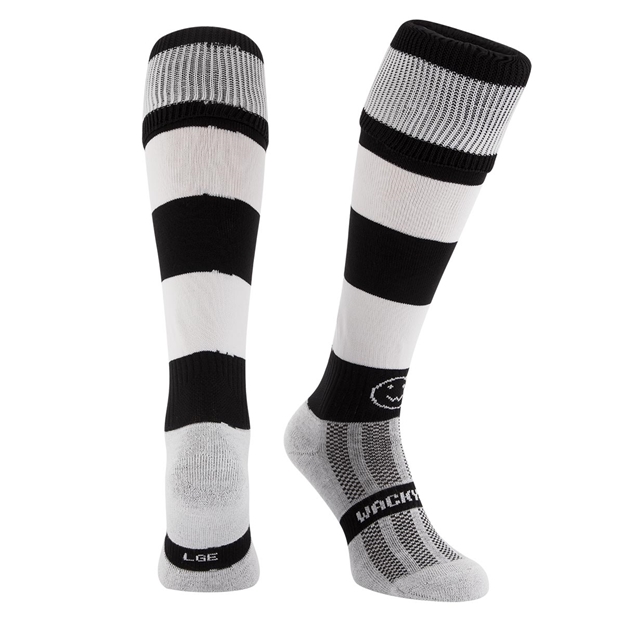 Black/White Hooped WackySox Kids - Front