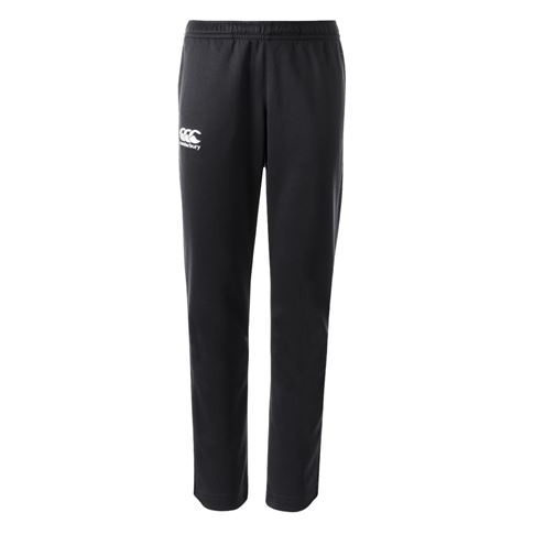 Canterbury Kids Stretch Tapered Poly Knit Pants - Black - Front Canterbury Kids Stretch Tapered Poly Knit Pants - Black - Front