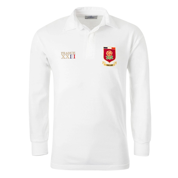 England Mens World Cup Classic Rugby Shirt - Long Sleeve White -