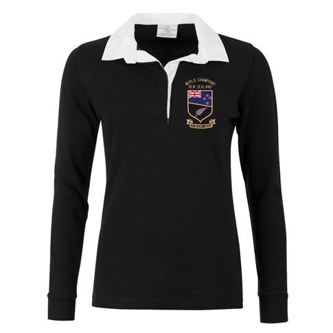 New Zealand World Champions Womens Classic Rugby Shirt - Black -