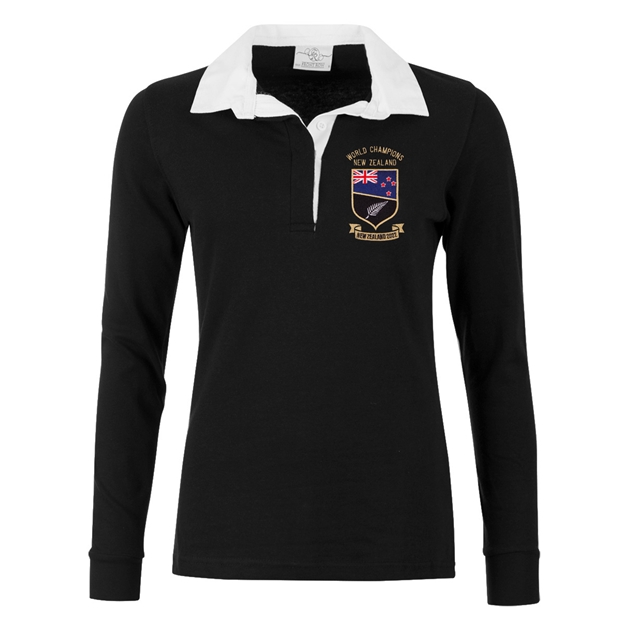 New Zealand World Champions Womens Classic Rugby Shirt - Black -