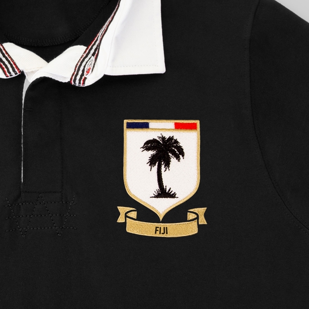 Fiji Mens World Cup Heavyweight Rugby Shirt - Long Sleeve Black 