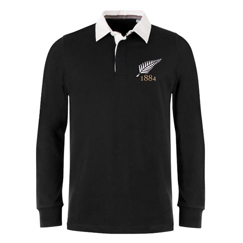 New Zealand Mens Rugby Origins Heavyweight Rugby Shirt - Black - New Zealand Mens Rugby Origins Heavyweight Rugby Shirt - Black -