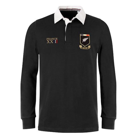 New Zealand Mens World Cup Heavyweight Rugby Shirt - Black - Fro New Zealand Mens World Cup Heavyweight Rugby Shirt - Black - Fro