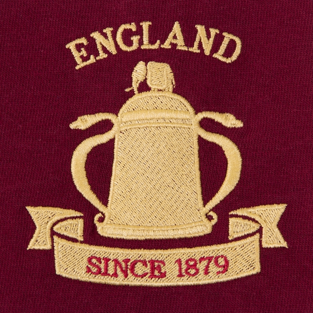 England Mens Calcutta 1879 Heavyweight Rugby Shirt Burgundy - Calcutta Cup Embroidery