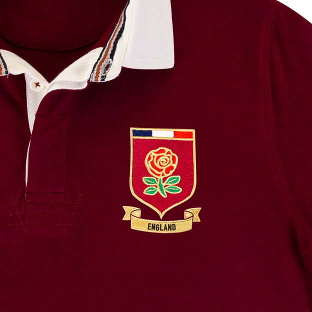 England Mens World Cup Heavyweight Rugby Shirt - Burgundy - Badg
