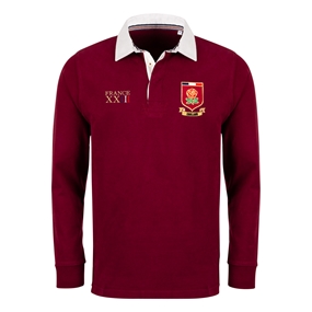 England Mens World Cup Heavyweight Rugby Shirt - Burgundy - Fron