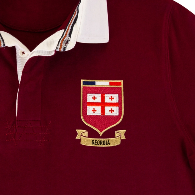 Georgia Mens World Cup Heavyweight Rugby Shirt - Burgundy - Badg