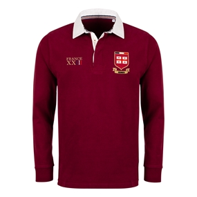 Georgia Mens World Cup Heavyweight Rugby Shirt - Burgundy - Fron