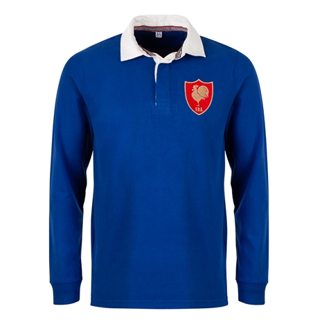 France Mens Classic Heavyweight Rugby Shirt Long Sleeve Royal - Front